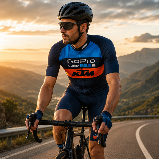 KTM Ropa Ciclismo Pantalones Cortos con Tirantes y Manga Corta, Absorbente del Sudor y Transpirable