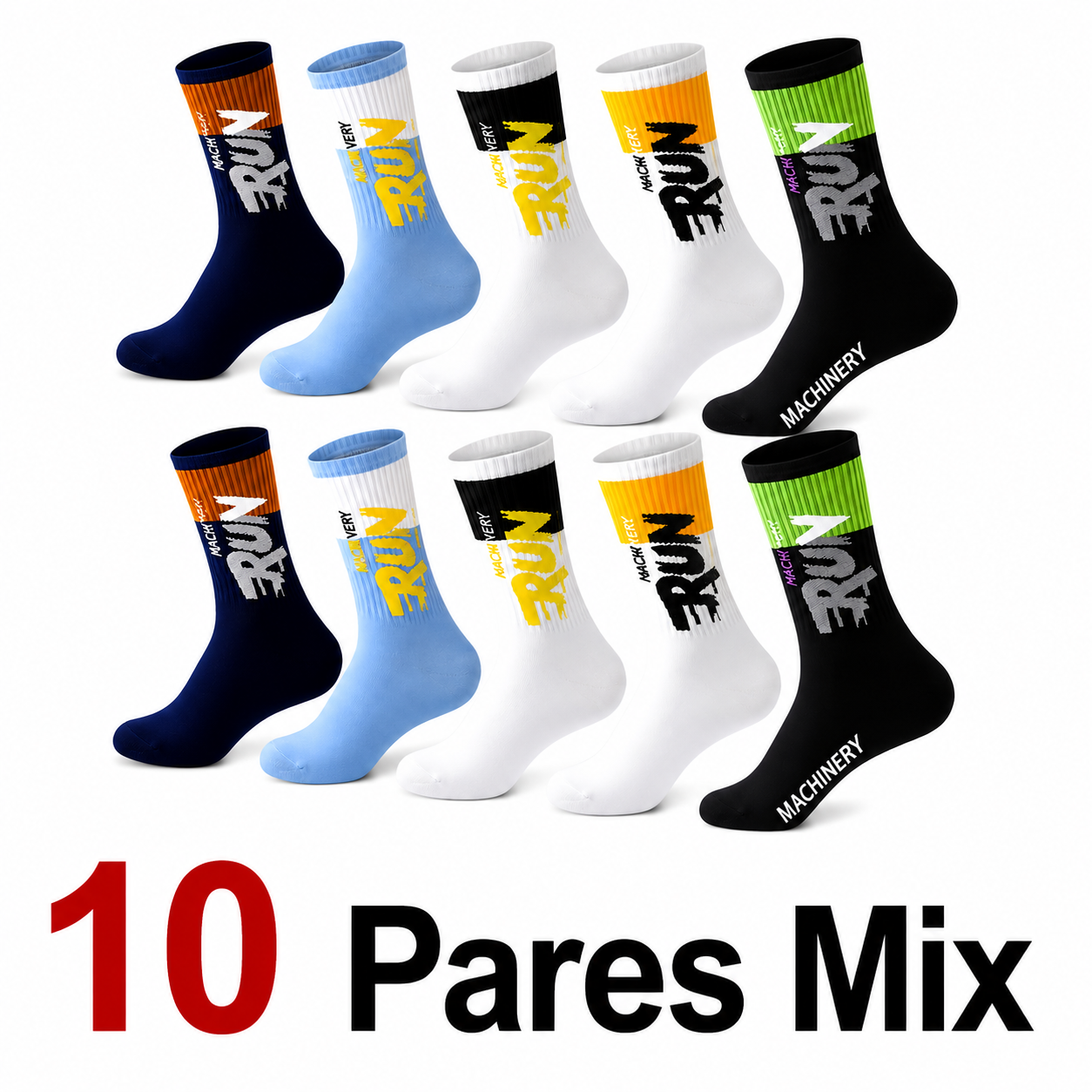 Meias Desportivas de Ciclismo Antibacterianas – Pack 5 ou 10 Pares | Cano Médio Respirável
