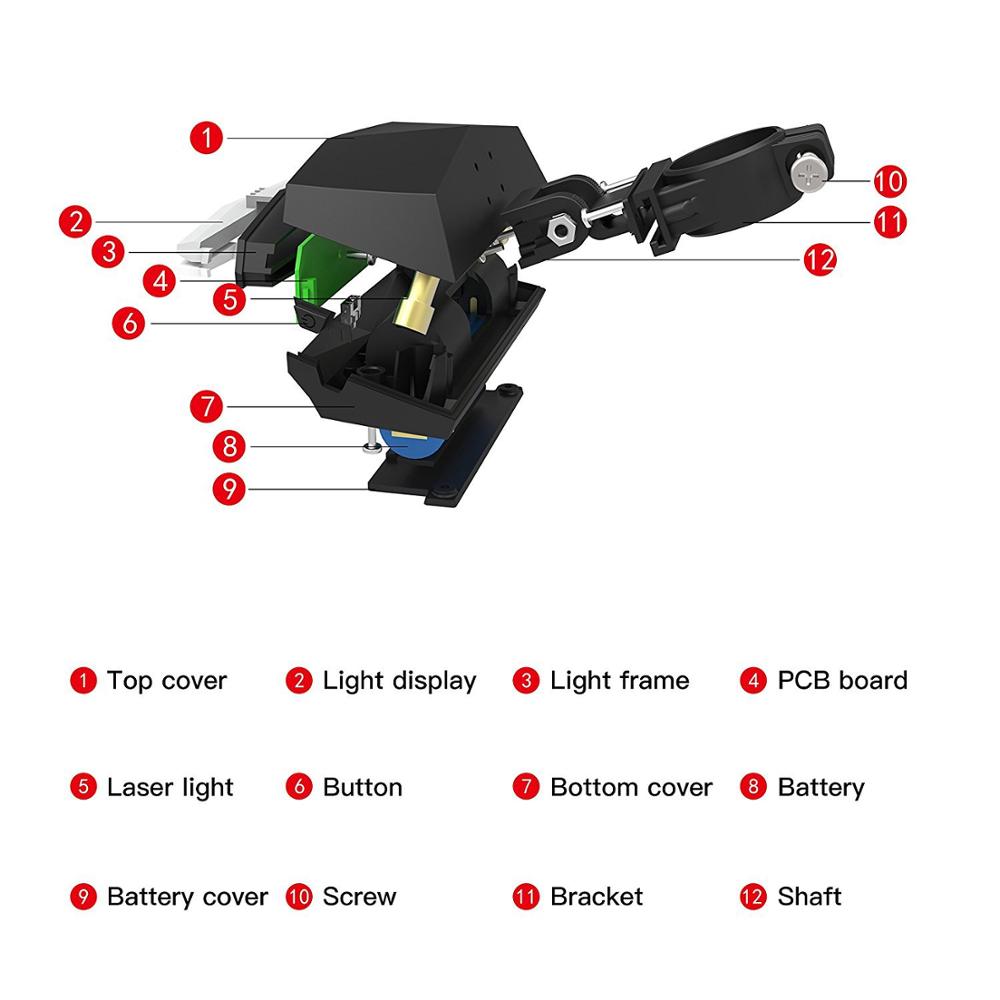 Luz Traseira a Laser com Controle Remoto Sem Fio para Bicicletas