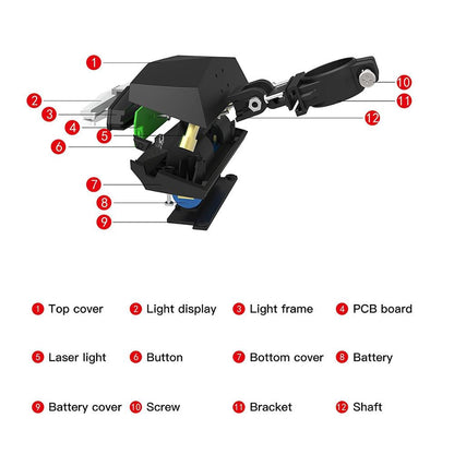 Luz Traseira a Laser com Controle Remoto Sem Fio para Bicicletas