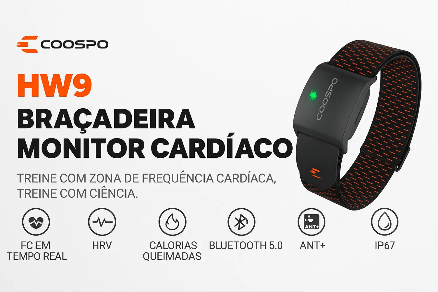 DINOCOOSPO HW9 Monitor Cardíaco Profissional | Bluetooth 5.0 & ANT+ para Ciclismo e Fitness