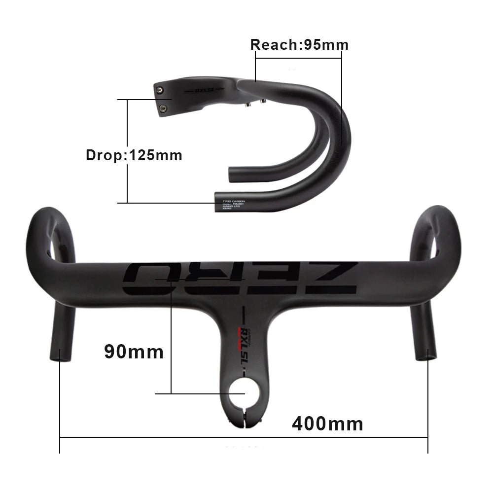 Guiador Aero Carbono Road — Sistema Integrado UD Fosco | 400/420/440mm