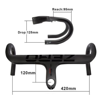 Guiador Aero Carbono Road — Sistema Integrado UD Fosco | 400/420/440mm