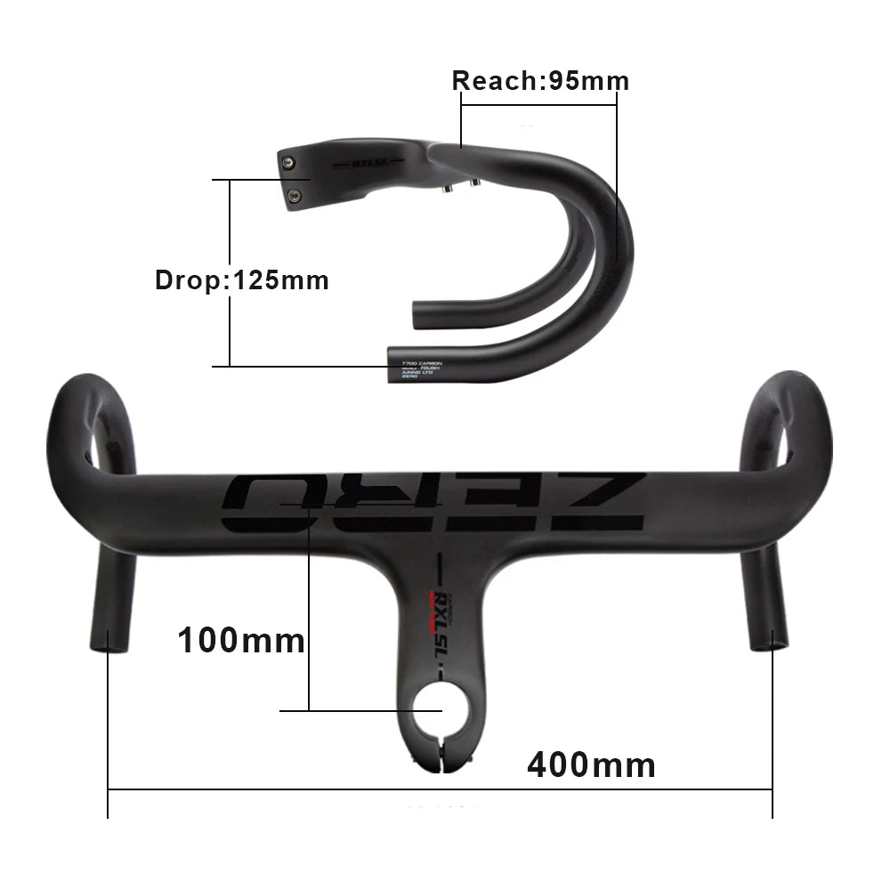 Guiador Aero Carbono Road — Sistema Integrado UD Fosco | 400/420/440mm