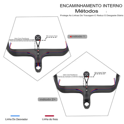 Guiador Aero Carbono Road — Sistema Integrado UD Fosco | 400/420/440mm