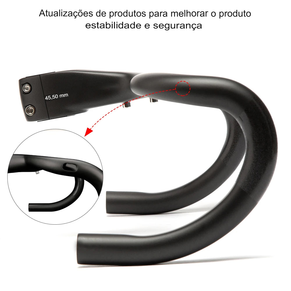 Guiador Aero Carbono Road — Sistema Integrado UD Fosco | 400/420/440mm