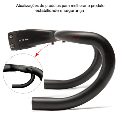 Guiador Aero Carbono Road — Sistema Integrado UD Fosco | 400/420/440mm