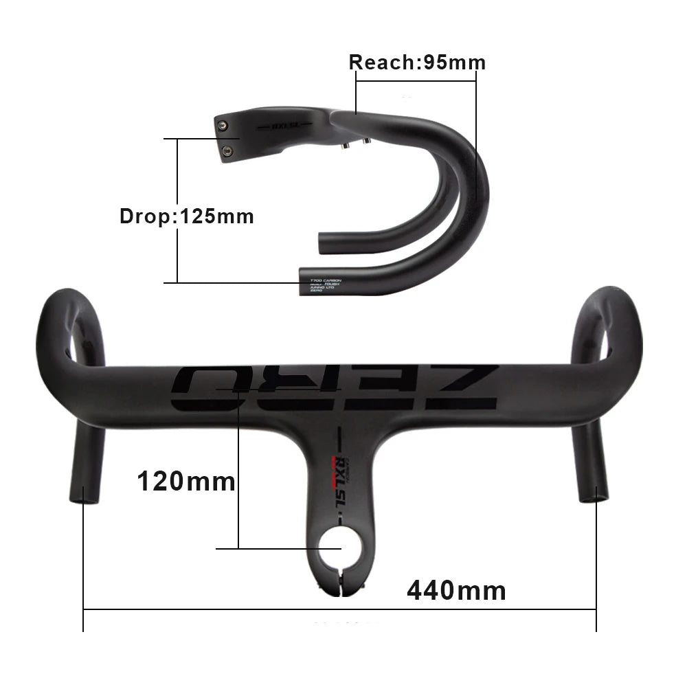 Guiador Aero Carbono Road — Sistema Integrado UD Fosco | 400/420/440mm