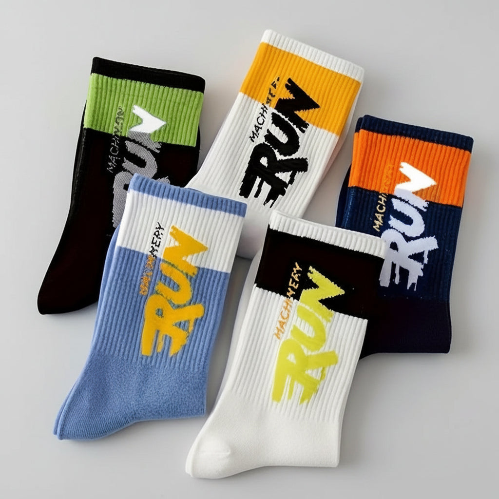 Meias Desportivas de Ciclismo Antibacterianas – Pack 5 ou 10 Pares | Cano Médio Respirável