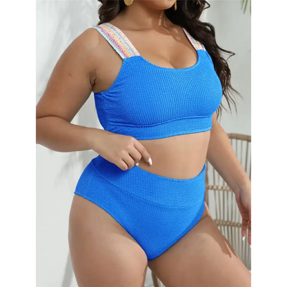 Biquiní Enrugado Plus Size (0XL-4XL) - Fato, Roupa de Banho Senhora - Fato de banho