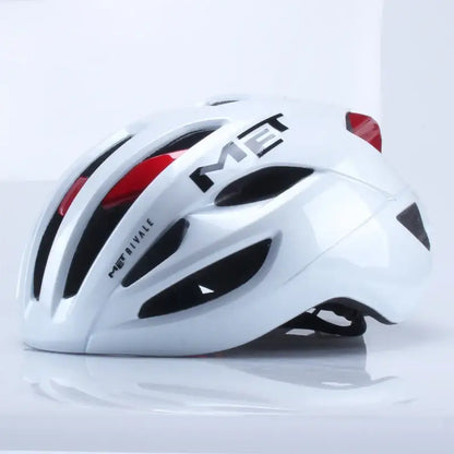 Capacete MET Rivale 3D – Ciclismo MTB e Estrada Segurança e Conforto - Branco Premium com Acabamento Vermelho / L 55-61