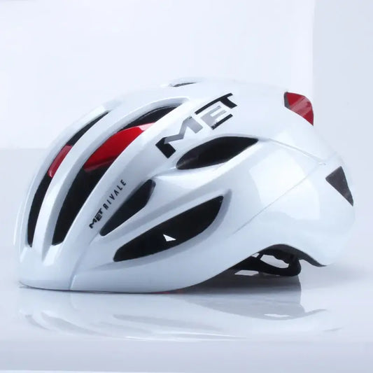 Capacete MET Rivale 3D – Ciclismo MTB e Estrada Segurança e Conforto - Branco Premium com Acabamento Vermelho / L 55-61