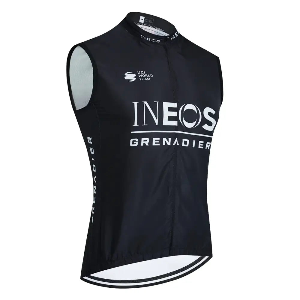 Colete de Ciclismo Pro TEAM 2025 UAE Cycling Jersey Masculina - Respirável e Cortavento - Preto Ineos / M