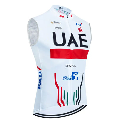 Colete de Ciclismo Pro TEAM 2025 UAE Cycling Jersey Masculina - Respirável e Cortavento - Branco / M