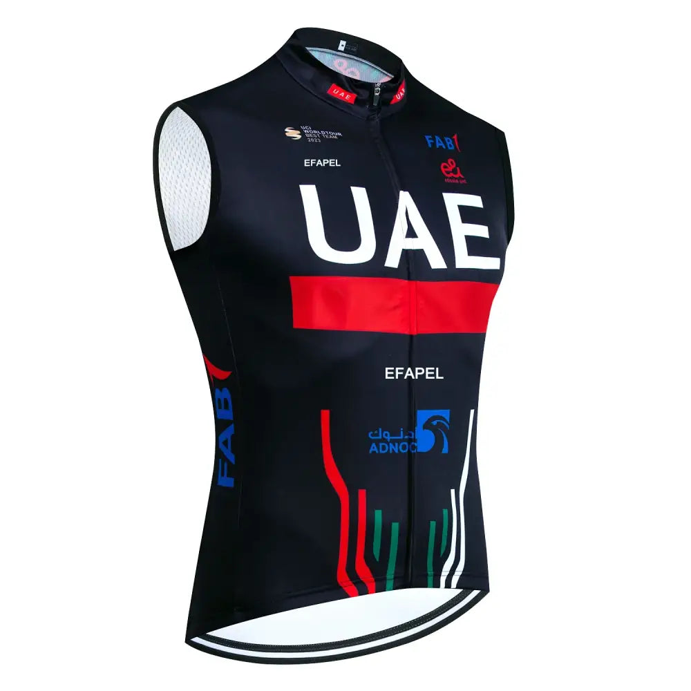 Colete de Ciclismo Pro TEAM 2025 UAE Cycling Jersey Masculina - Respirável e Cortavento - Preto / M