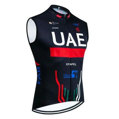 Colete de Ciclismo Pro TEAM 2025 UAE Cycling Jersey Masculina - Respirável e Cortavento - Preto / M