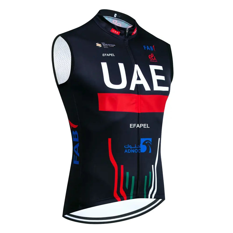 Colete de Ciclismo Pro TEAM 2025 UAE Cycling Jersey Masculina - Respirável e Cortavento - Preto / M
