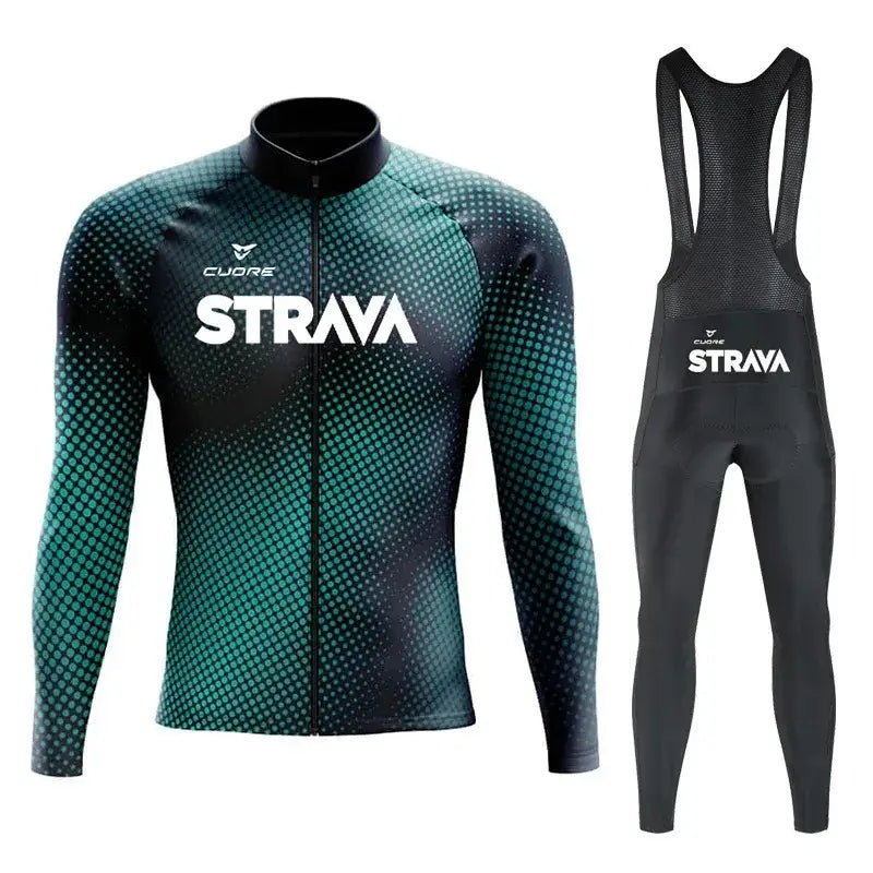 Conjunto Dinobike STRAVA Edition – Performance e Conforto Térmico - Verde Matrix / 3XL