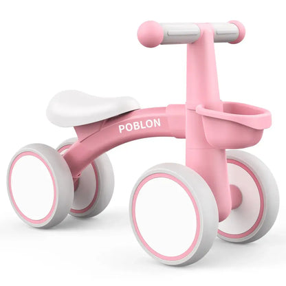 🚲 DinoBike Baby Balance – Bicicleta de Equilíbrio 4 Rodas sem Pedais para Bebés de 12 a 24 Meses - Rosa / spain