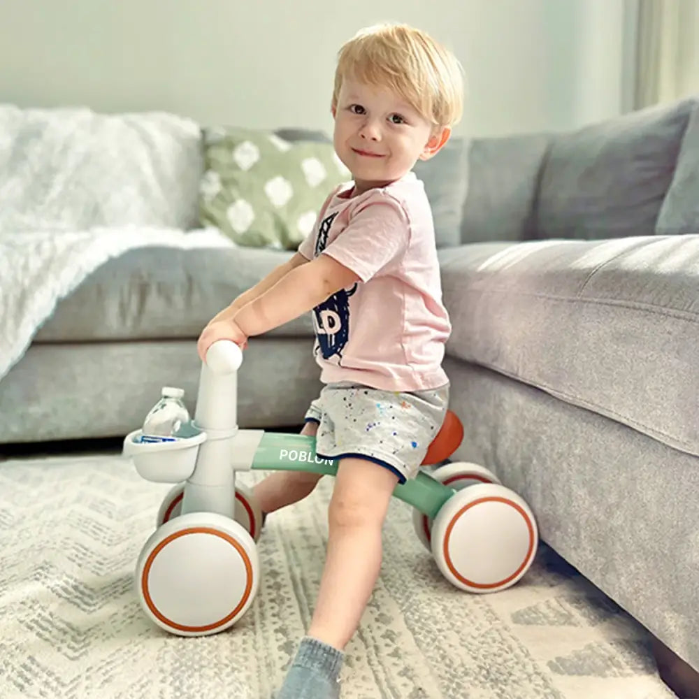 🚲 DinoBike Baby Balance – Bicicleta de Equilíbrio 4 Rodas sem Pedais para Bebés de 12 a 24 Meses