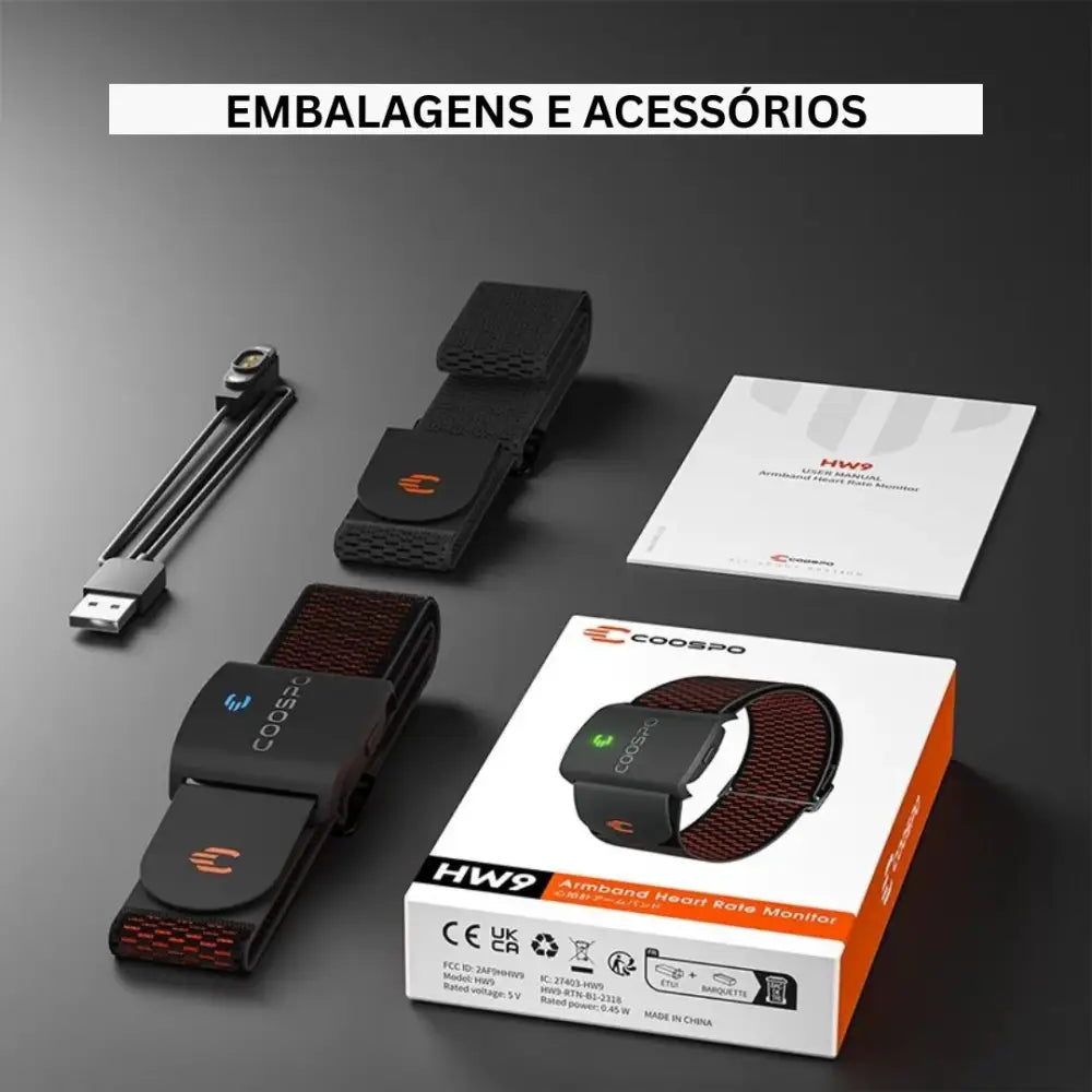 DINOCOOSPO HW9 Monitor Cardíaco Profissional | Bluetooth 5.0 & ANT+ para Ciclismo e Fitness - Preto Flame