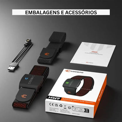 DINOCOOSPO HW9 Monitor Cardíaco Profissional | Bluetooth 5.0 & ANT+ para Ciclismo e Fitness - Preto Flame