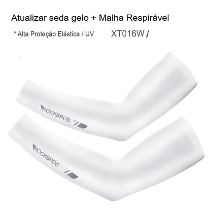 Manguitos UV RockBros – Proteção e Conforto para Ciclismo - Branco / L
