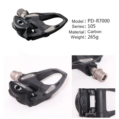 Pedais Shimano 105 PD R7000/R8000 - Pedais de Carbono Autolock para Bicicletas de Estrada - PD-R7000 - Pedal