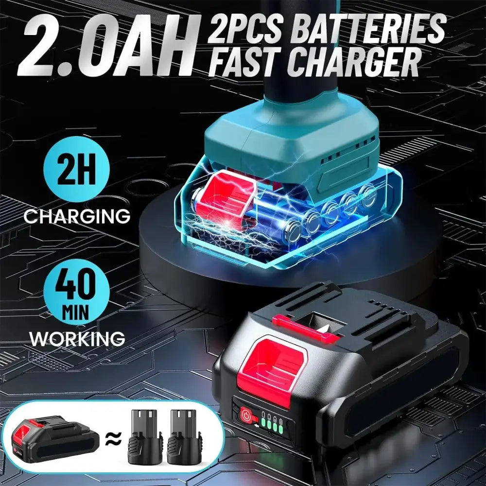 Polidora Elétrica Sem Fios 6 Velocidades – Compatível com Bateria Makita 21V - 2 Baterias / Espanha