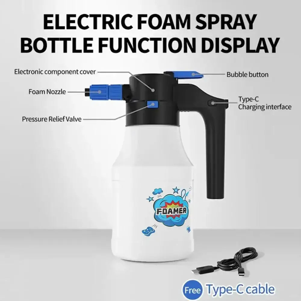 Pulverizador de Espuma Elétrico para Carros – Lavagem Portátil com Bateria - Branco