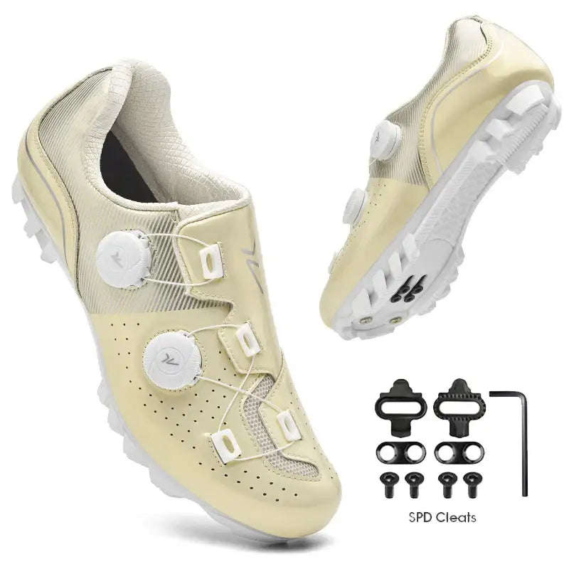 Sapatilhas de Ciclismo MTB SPD – Resistentes Confortáveis e Antiderrapantes | Dinobike - Amarelo claro / 45