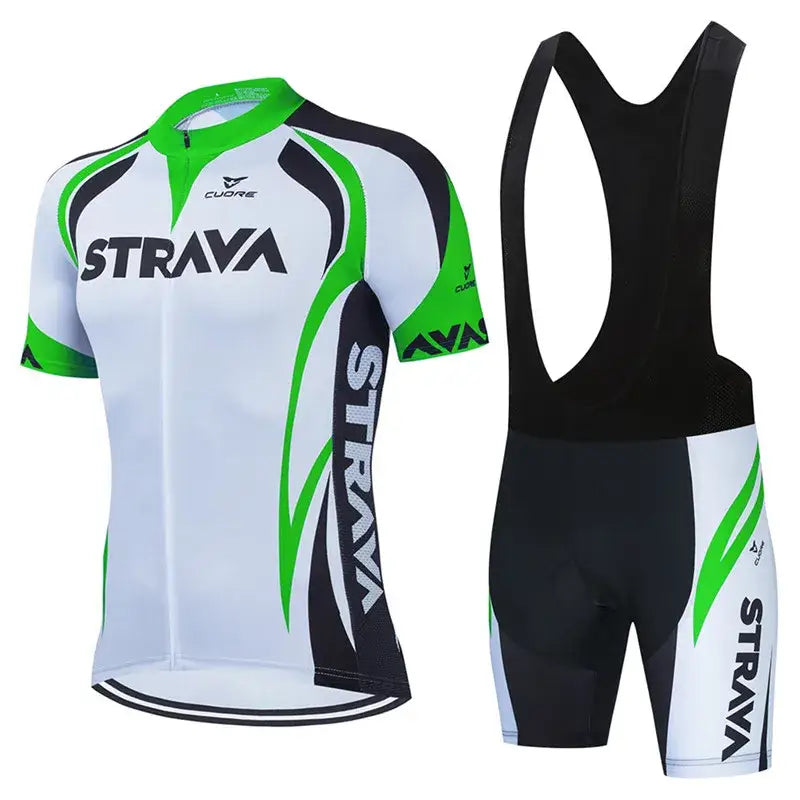 Strava Pro Verão 2025 – Conjunto Ciclismo MTB & Estrada Masculino | Respirável e de Alta Performance - Verde Claro / XS