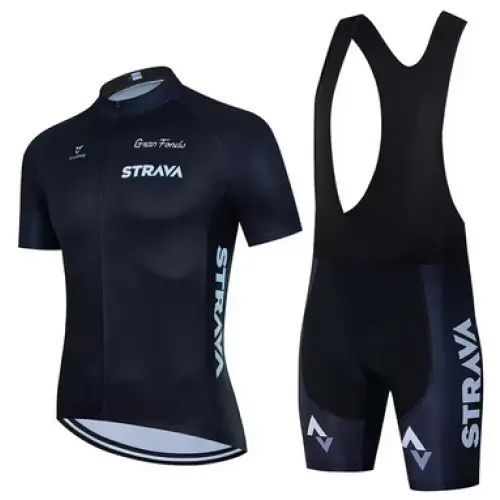 STRAVA Summer Pro – Conjunto Masculino de Ciclismo Respirável com Secagem Rápida - Preto / 3XL