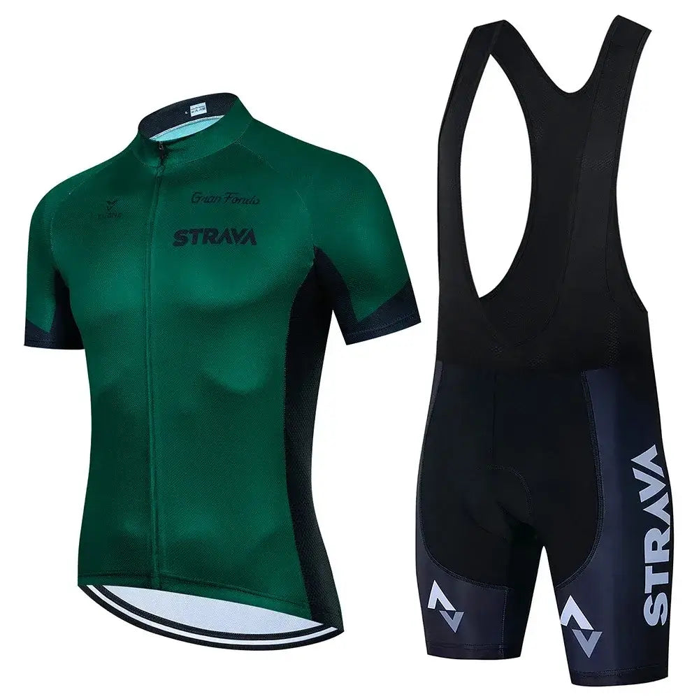 STRAVA Summer Pro – Conjunto Masculino de Ciclismo Respirável com Secagem Rápida - Verde / 3XL / CHINA