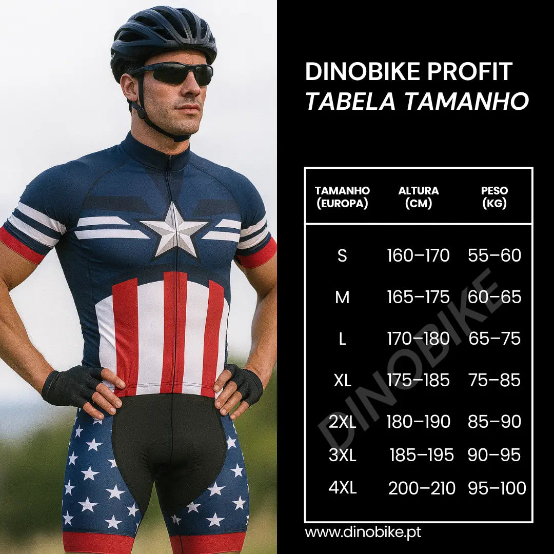 Dinobike ProFit – Conjunto de Ciclismo Masculino Verão 2025 | Jersey + Bretelle Respiráveis MTB & Speed