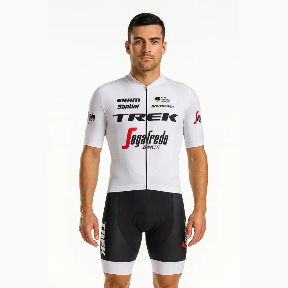 TREK Pro Team Supremo - Qualidade Profissional - Branco / S - Conjunto de Ciclismo