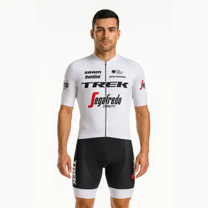TREK Pro Team Supremo - Qualidade Profissional - Branco / S - Conjunto de Ciclismo